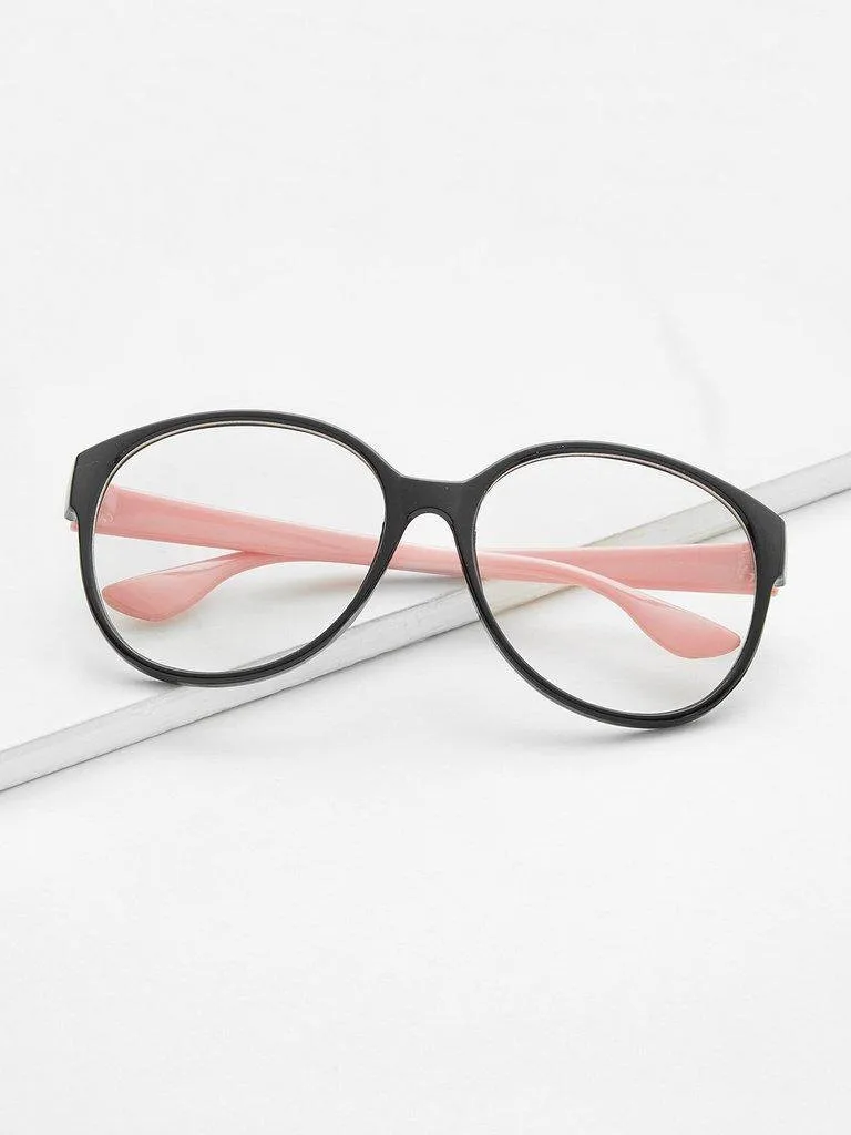 Two Tone Frame Flat Lens Glasses