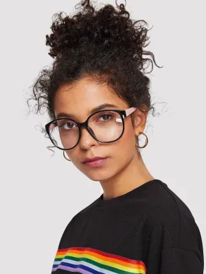 Two Tone Frame Flat Lens Glasses