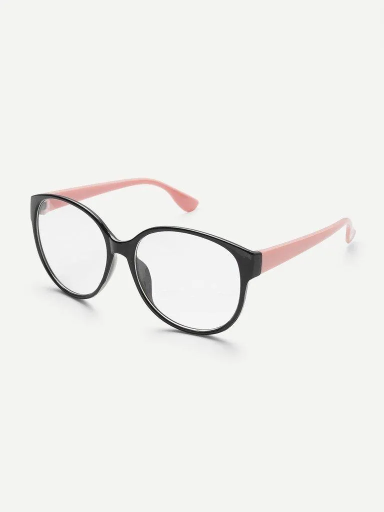 Two Tone Frame Flat Lens Glasses