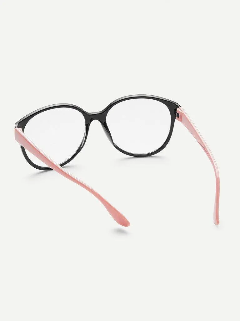 Two Tone Frame Flat Lens Glasses